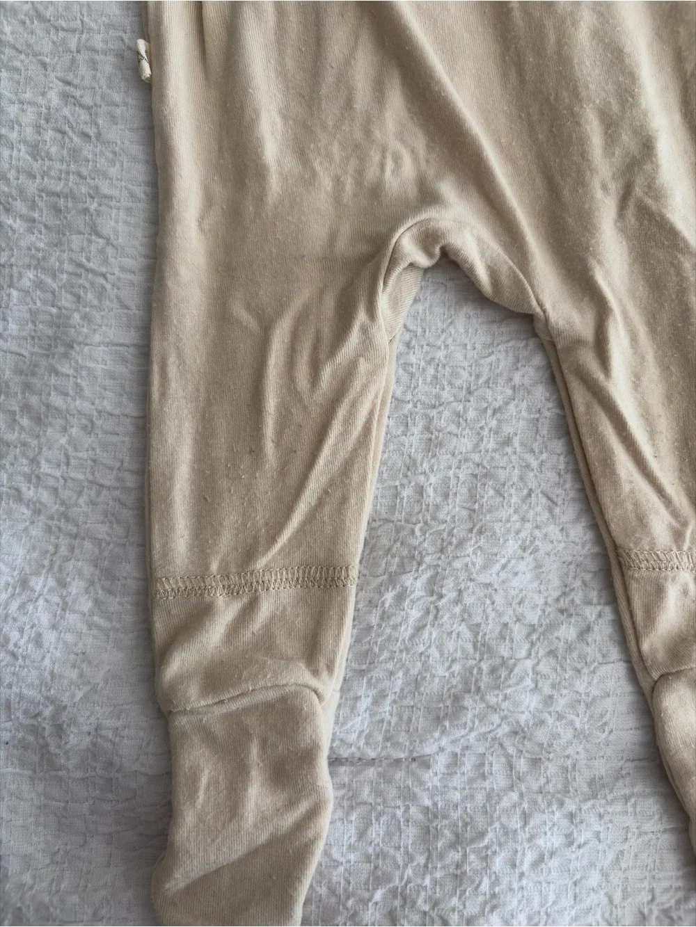 Neutral Beige Baby One-Piece Zipper Footed Sleepsuit